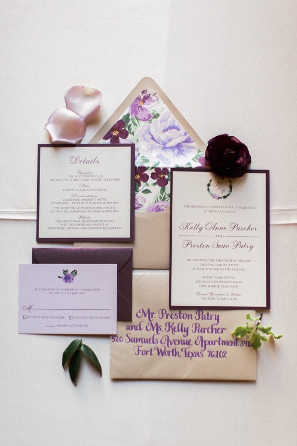 Purple and Plum Winter Wedding Invitation