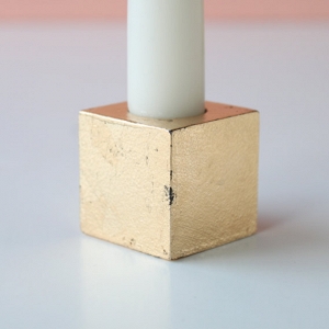 Modern Geometric Taper Candles in Gold | Set of 3