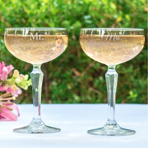 Mr. & Mrs. Champagne Toasting Glasses Set of 2