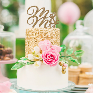 Glitter Cake Topper Mr. & Mrs. Wedding Design