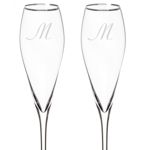 Personalized Silver Rim Champagne Flutes