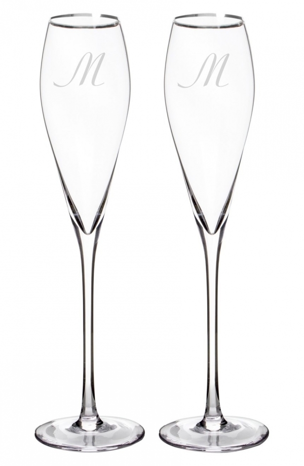 Personalized Silver Rim Champagne Flutes