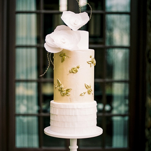 Elegant Canary Yellow Wedding Cake with Bas Relief