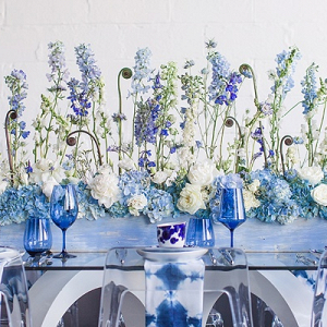 Blue wedding tablescape