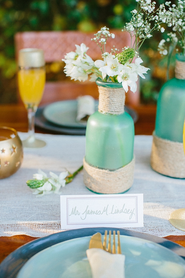 DIY glass bottles and twine