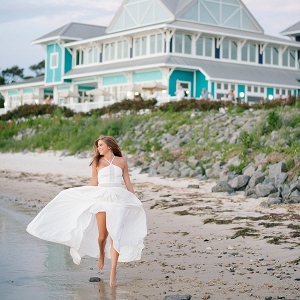 Newlywed bride on a beach