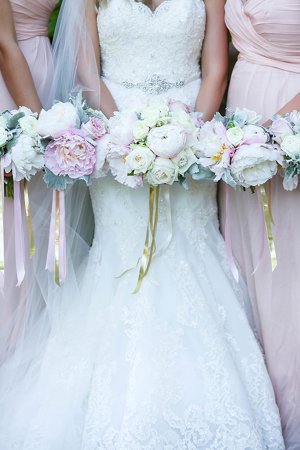 Blush gold and white wedding bouquets