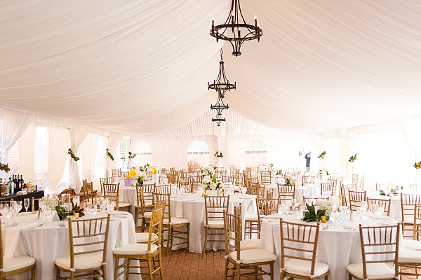 Classic ivory and gold wedding tent