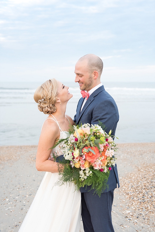 Outer Banks beach wedding bride and groom