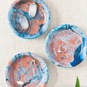 Blue Marbled Ring Dishes