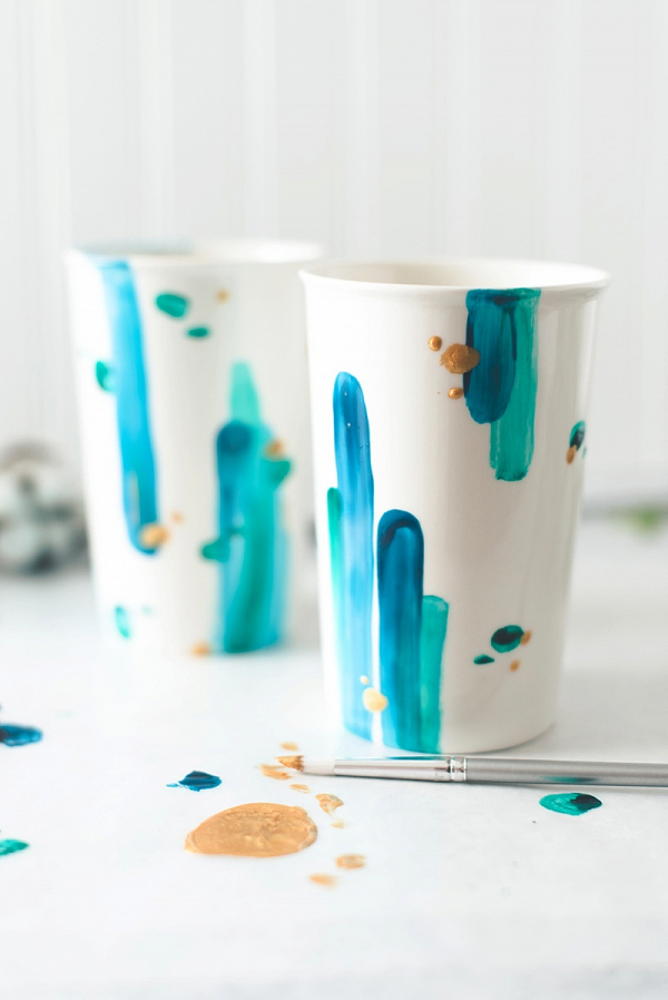 DIY Painted Travel Mugs for Bridesmaid and Groomsman Gifts