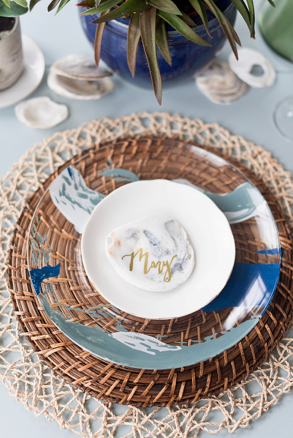 DIY Painted Glass Wedding Charger Plates