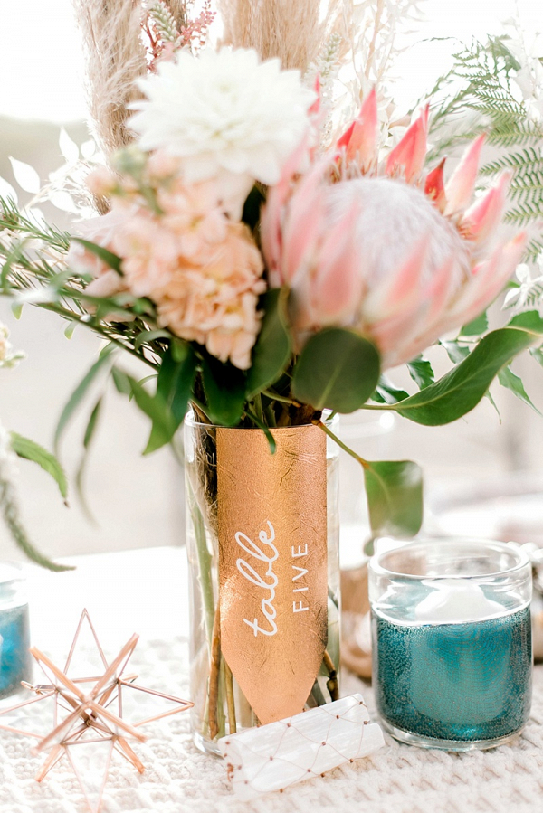 DIY Copper Wedding Table Number Vase
