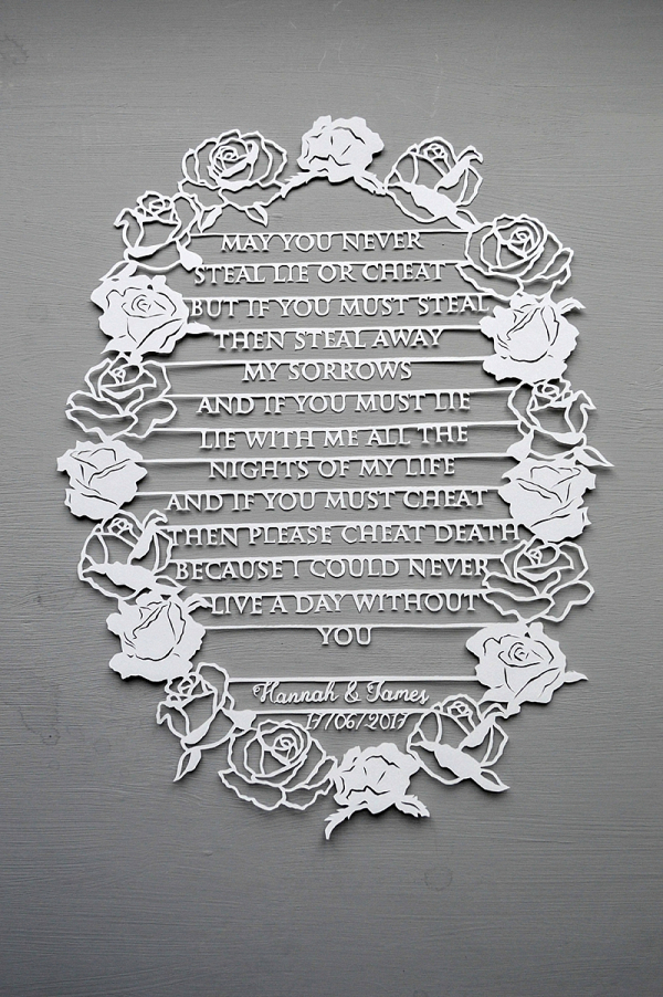 Handmade Papercut Wedding Vows