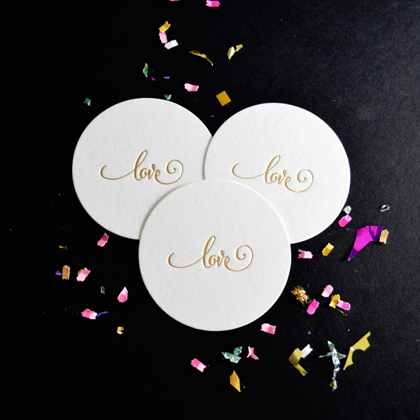 Foil Stamped Love Coasters