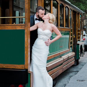 Bride and Groom on Trolley