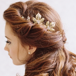 Maple Leaf Gold Bridal Hair Clips