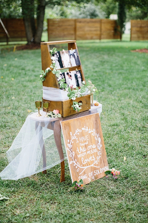 Wooden ladder and wedding sign