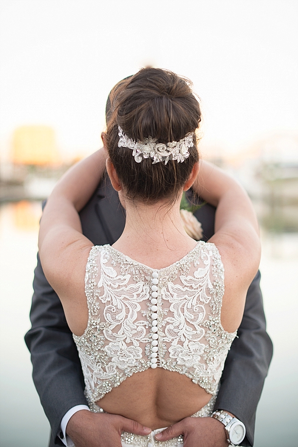 Lace wedding dress with keyhole back