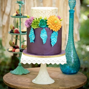 Colorful boho hippie wedding cake