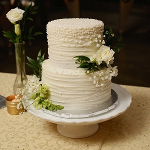 Textured white pearl wedding cake