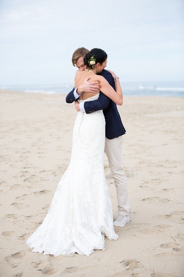 Beach bride and groom