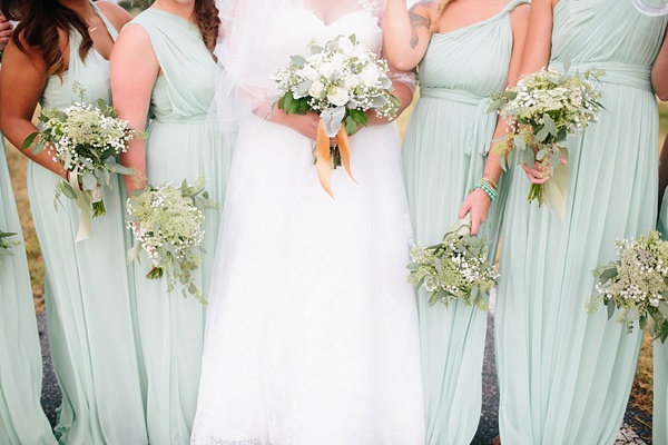 Mint and white bridesmaid dresses