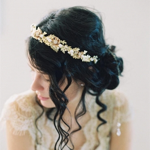 Oak Leaf Inspired Gold Bridal Hairpiece