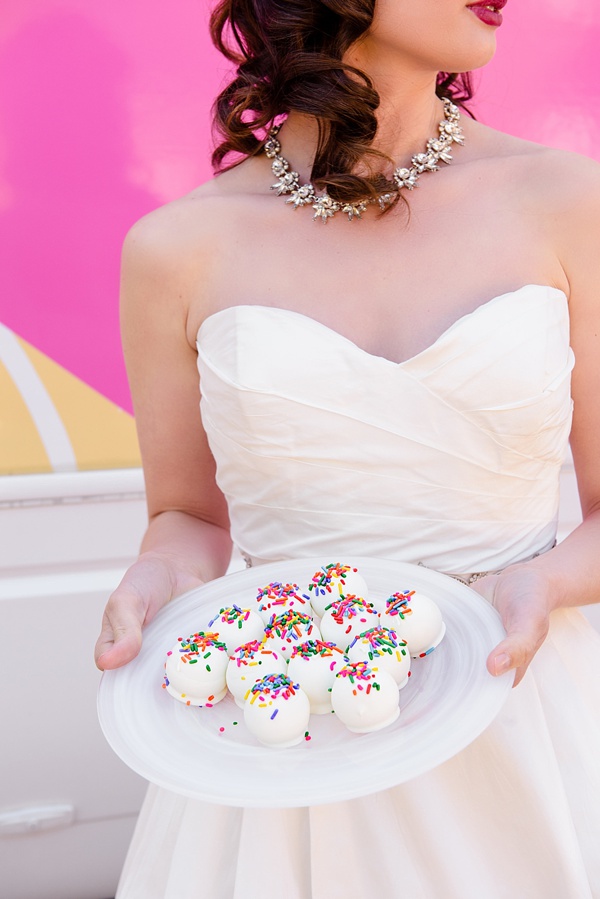 Cake balls truffles with rainbow sprinkles