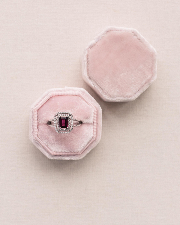 Pink Vintage Velvet Ring Box