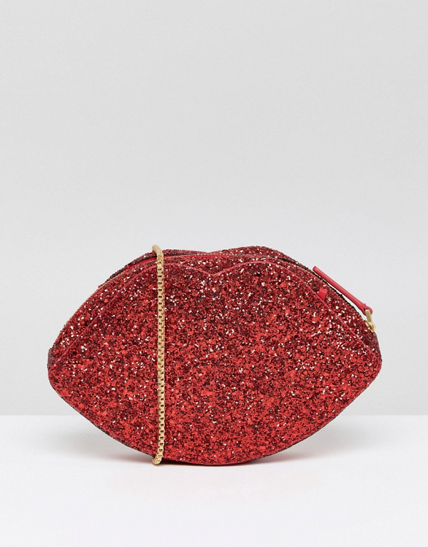 Red Glitter Lips Bag