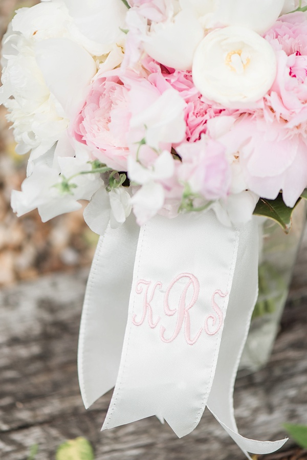 Pink monogram bouquet ribbons