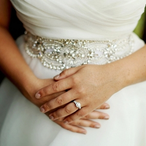 Gorgeous ring on engaged bride
