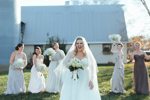 Rustic bride with her bridesmaids