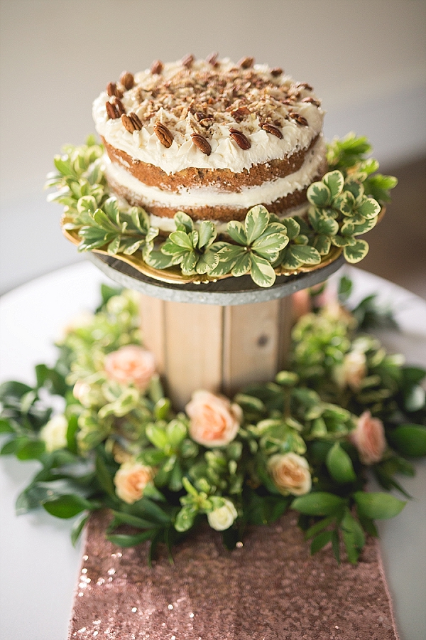 naked cake with pecans