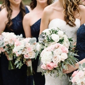 Bridal party and bouquets