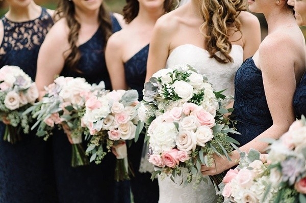 Bridal party and bouquets