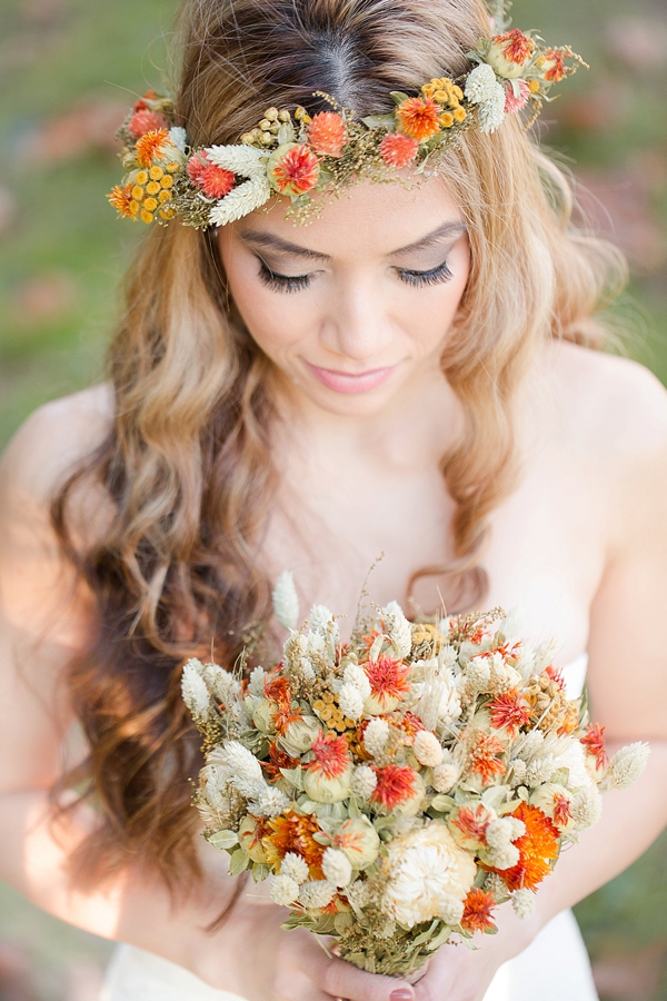 Rustic bride with flower crown