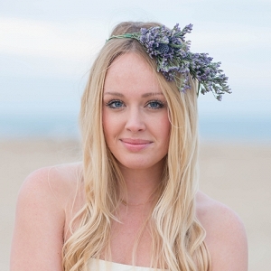 Flower crown on beach bride