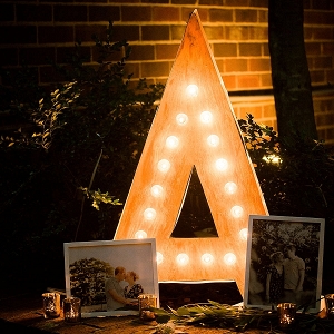 Marquee letter A with photos
