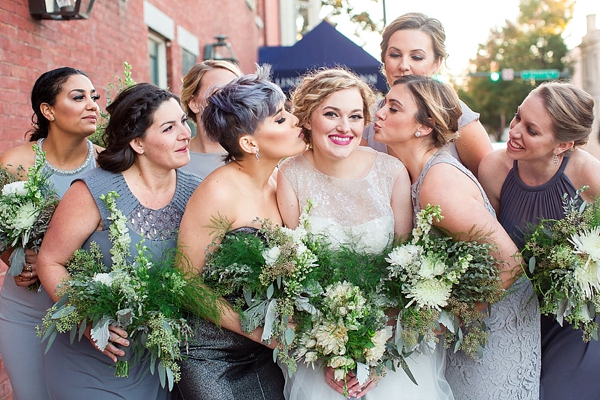 Bridesmaid in grey dresses