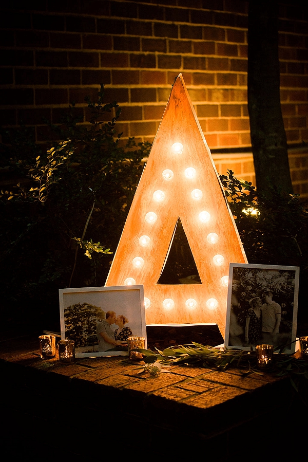 Marquee letter A with photos