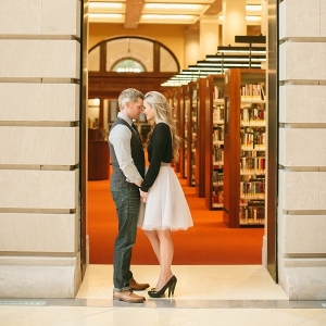 Chic Virginia engagement session at Norfolk library