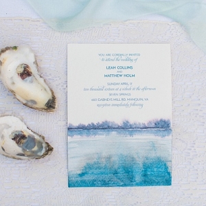 Oyster inspired wedding watercolor invitation