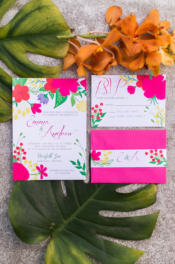 Tropical wedding invites