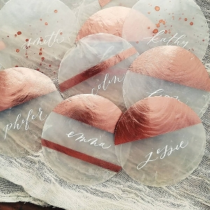 Rose gold capiz shell place cards