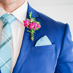 Bright blue groom suit