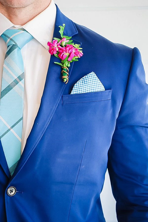 Bright blue groom suit