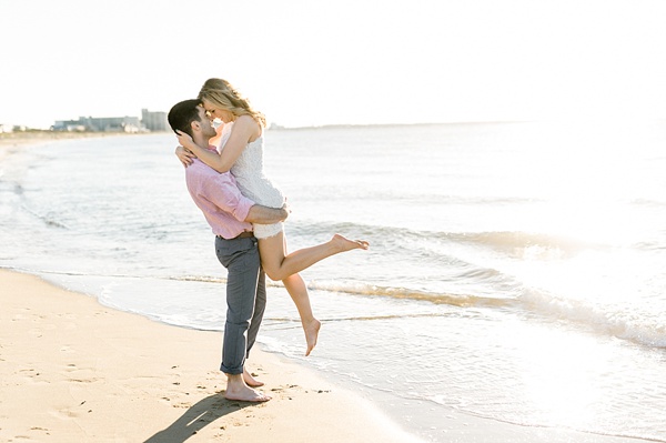 Engaged couple on the beach