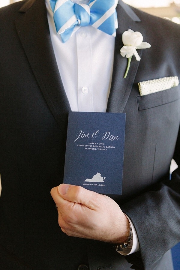 Wedding program with state of Virginia for two grooms